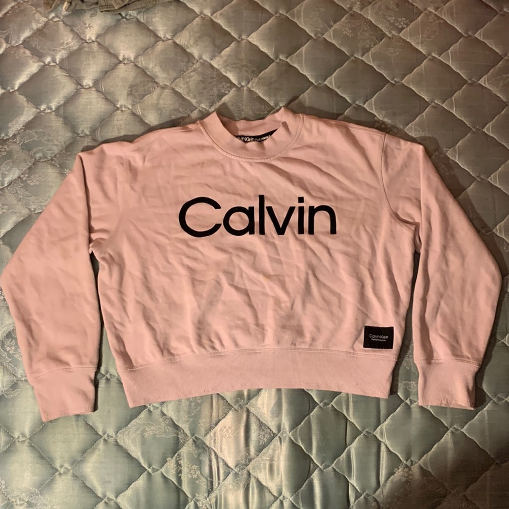 XL, pink and black calvin klein performance sweatshirt